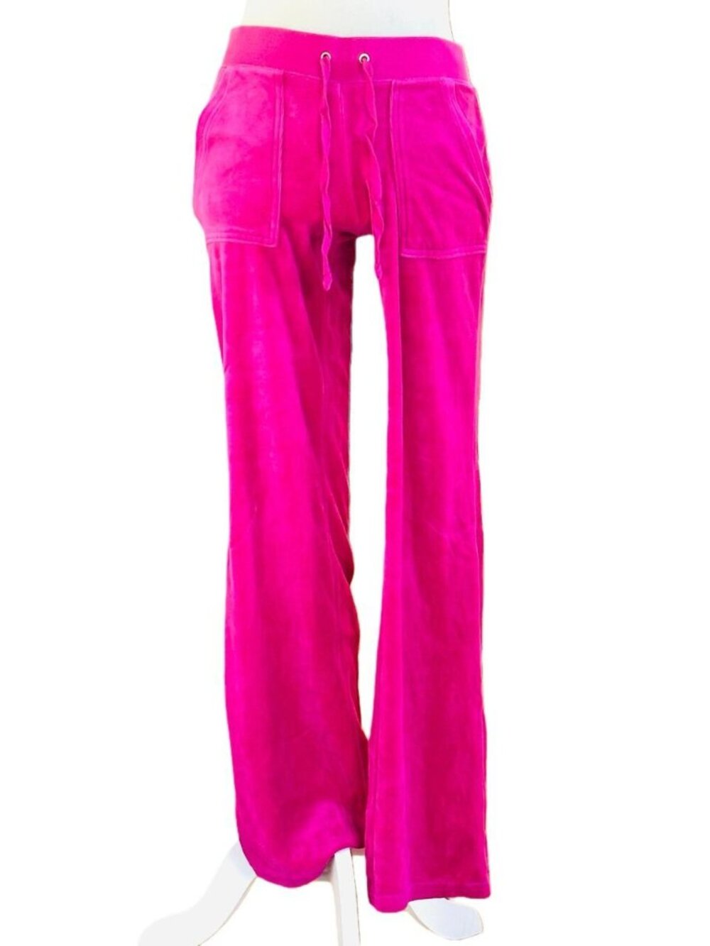 Y2k 2000s style Juicy Couture Pink velvet front pocket track pants